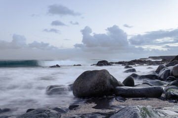 silk effect of the waves reaching the coast