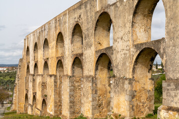 detail view of the historic landmark Amoreira Aqueduct in Elvas