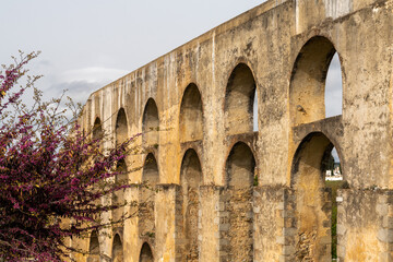 detail view of the historic landmark Amoreira Aqueduct in Elvas