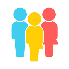 3人のカラフルな人の全身のアイコン・ピクトグラム - チーム・多様性・LGBTQのイメージ素材
