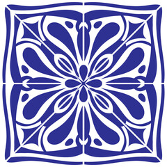 Azulejos Portuguese Dutch tile in shades of blue colors pattern