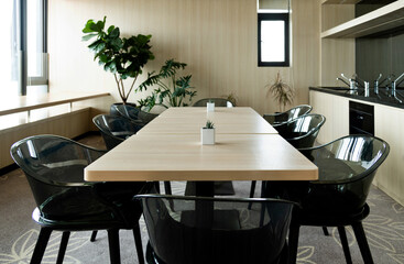 Modern dining room with table and chairs