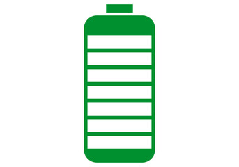 Icono verde de batería llena en fondo blanco.