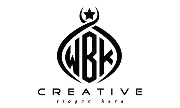WBK three letters monogram curved oval initial logo design, geometric minimalist creative logo, vector template