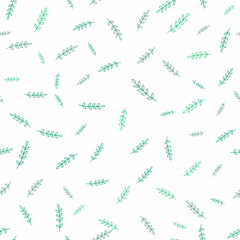 Elegant floral seamless pattern with green contour tree branches. Vector illustration.