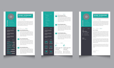 Fototapeta na wymiar Clean Resume Templates, Professional Resume and Cover Letter layouts Set