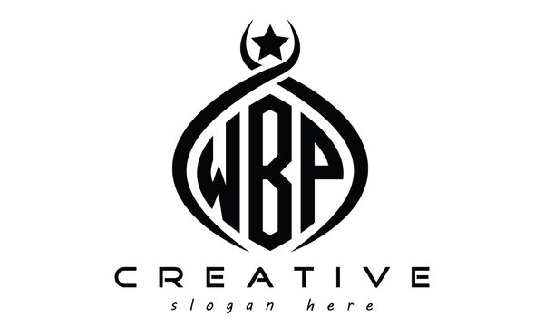 WBP three letters monogram curved oval initial logo design, geometric minimalist creative logo, vector template