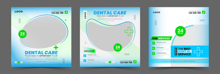 Professional Dental Care Service Social Media Post or healthcare and medical service promotion ads banners