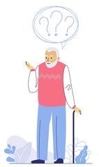 Dementia concept with memory loss of old man.