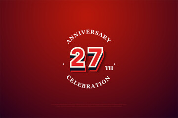 Fototapeta na wymiar 27th anniversary background with number illustration.