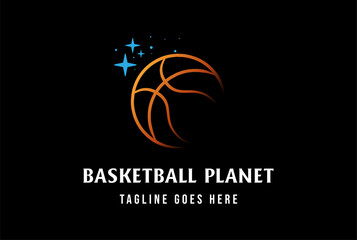 Modern Basketball Planet World Global for Sport Club Logo Design Vector