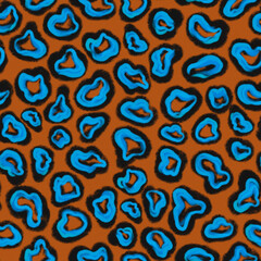 animalistic bright seamless pattern imitating the skin of a wild leopard, jaguar. Bright rich bold pattern with a print of African safari animals in colorful stylish mimicking in nature