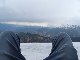 person in the mountains