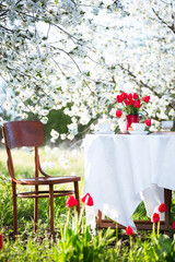 breakfast in the spring garden