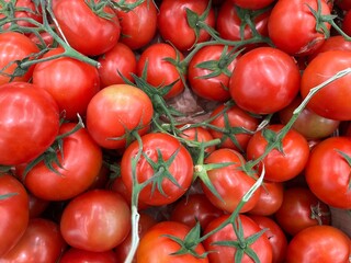 tomatoes fresh red juicy counter in the market fruit a portion healthy meal food diet snack on the table copy space food background