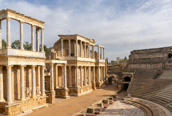 Fototapeta premium view of the Roman amphitheater in historic Merida