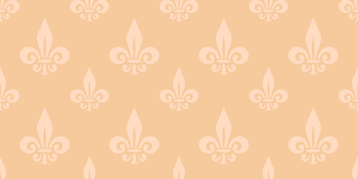 beige seamless pattern, lily flower heraldic symbol, vector illustration 