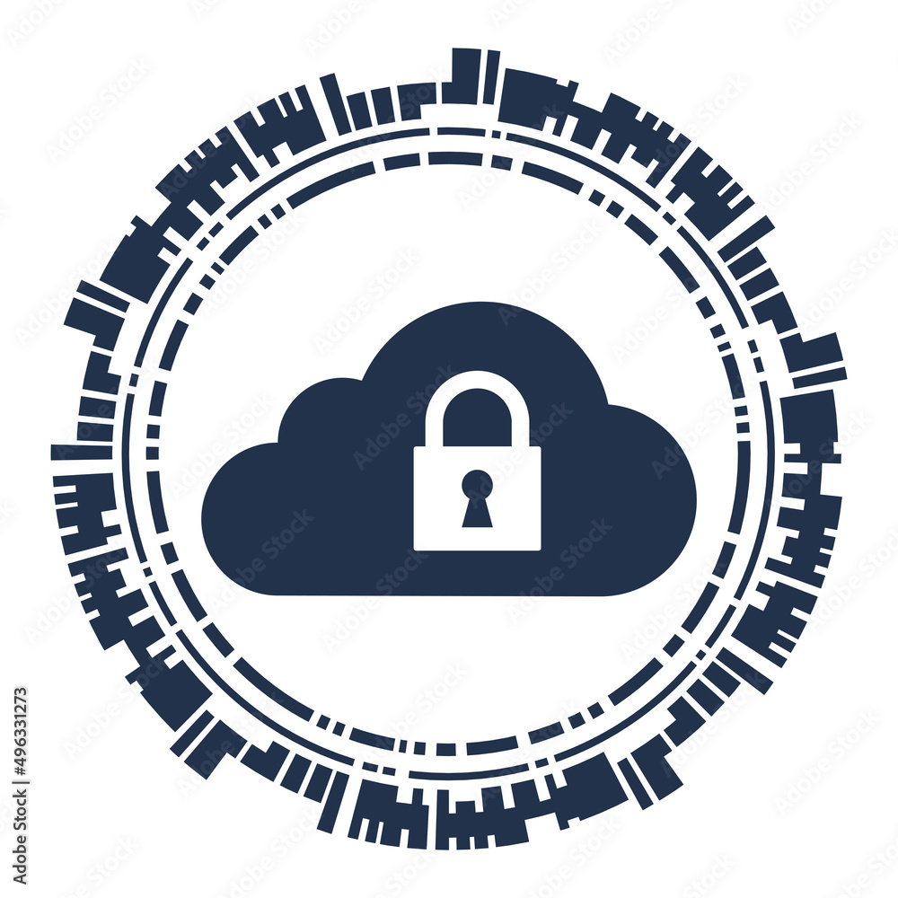 Poster cloud computing with padlock