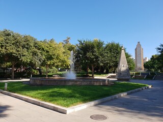 Fontain and Monument in Parc de sa riera in Palma, Mallorca, Balearic Islands, Spain