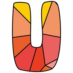 U wrapping surface pastel alphabet vector letter isolated on white background