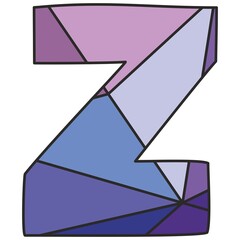 Z wrapping surface pastel alphabet vector letter isolated on white background