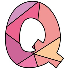 Q wrapping surface pastel alphabet vector letter isolated on white background