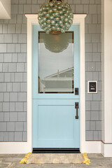 Front door, turquoise front door a house that is secured