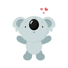 Cute Koala in love. Cartoon style. Vector illustration. For kids stuff, card, posters, banners, children books, printing on the pack, printing on clothes, fabric, wallpaper, textile or dishes.