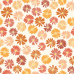 Ditsy flowers vector seamless pattern. Vintage floral surface design. Retro styled botanical background. Chamomile meadow. Field of wild flowers. Modern print for fabric, paper