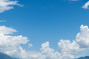 Landscape of blue sky and mountain