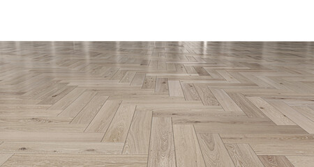 Herringbone parquet. Wooden floor on white background. For montage or display products