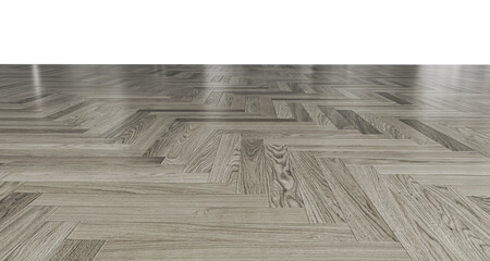 Herringbone parquet. Wooden floor on white background. For montage or display products