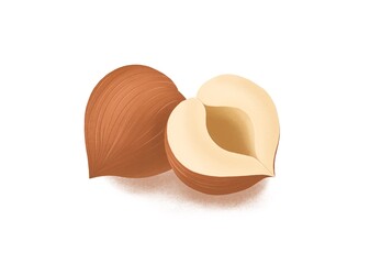 Hazelnuts illustration. Drawn nut isolated on white background