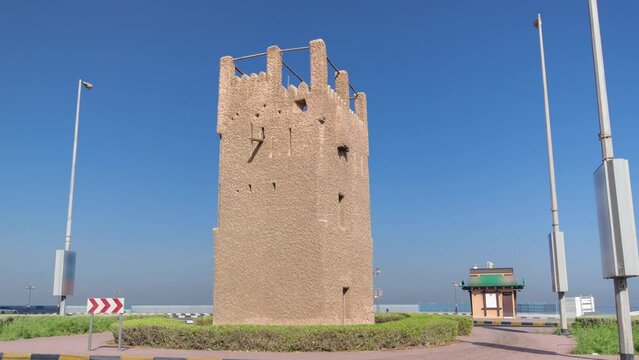 Watch tower of Ajman timelapse hyperlapse. United Arab Emirates