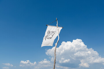 A flag with Chinese characters alcohol