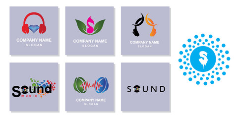 Simple music sound logo vector icon