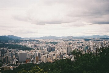 panorama of the Seoul city from N tower / Seoul, Korea / film photography