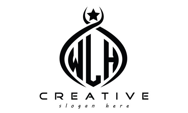 WLH three letters monogram curved oval initial logo design, geometric minimalist modern business shape creative logo, vector template