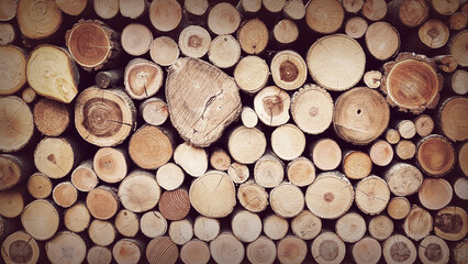 pattern of brown wood log background texture, vintage style