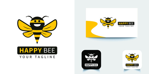 Happy Bee Logo Design Template