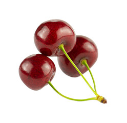 Three cherries isolated on white background.
