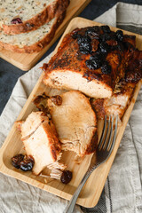 Roasted pork loin with dried cranberry fruit