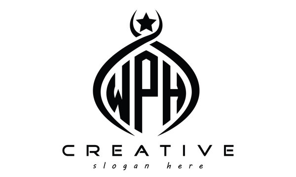 WPH three letters monogram curved oval initial logo design, geometric minimalist modern business shape creative logo design