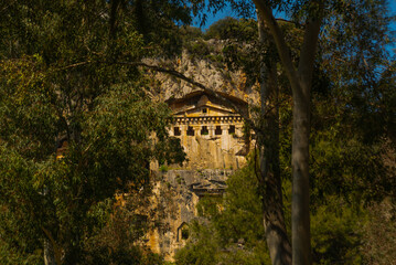DALYAN, TURKEY: Lycian tombs carved into the rock in the ancient city of Kaunos.