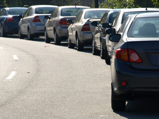 cars in line on the road