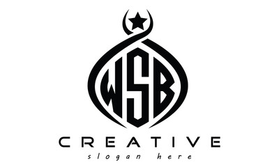 WSB three letters curved oval initial logo design, geometric minimalist modern business shape creative logo, vector template