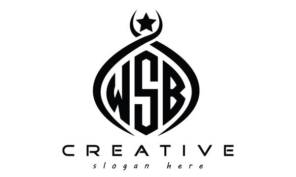 WSB three letters curved oval initial logo design, geometric minimalist modern business shape creative logo, vector template