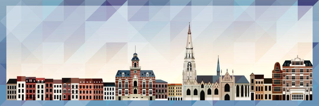Anderlecht skyline vector colorful poster on beautiful triangular texture background