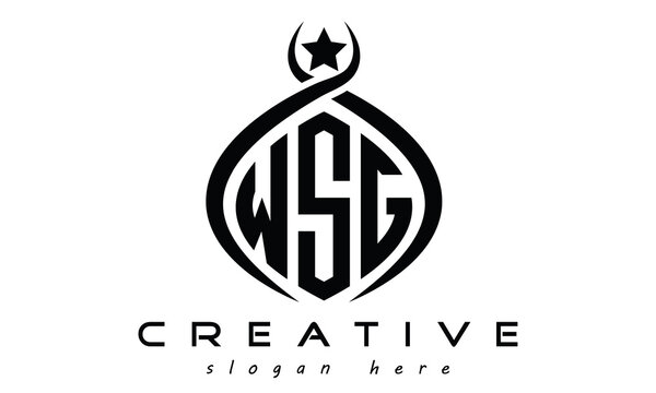 WSG three letters curved oval initial logo design, geometric minimalist modern business shape creative logo, vector template