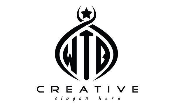 WTQ three letters curved oval initial logo design, geometric minimalist modern business shape creative logo, vector template